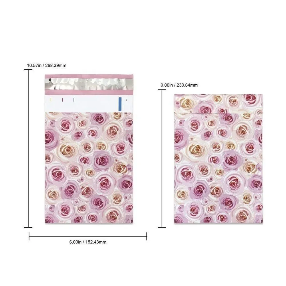 20- 6x9 Rose Print Poly Mailers